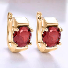 Load image into Gallery viewer, 14K Gold Plating Large Princess Cut Swarovski Elements Abstract Huggies