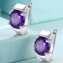 Load image into Gallery viewer, 14K Gold Plating Large Princess Cut Swarovski Elements Abstract Huggies