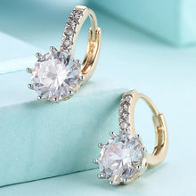 Load image into Gallery viewer, 14K Gold Plating Swarovski Elements Starburst Design Lever Back Earrings