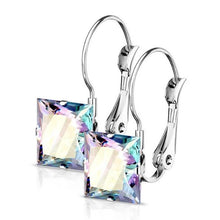 Load image into Gallery viewer, Stainless Steel Square CZ Gem Earrings