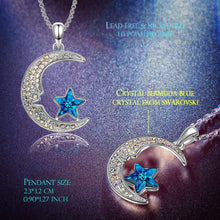 Load image into Gallery viewer, Aurora Borealis Cresent Moon and Star Necklace