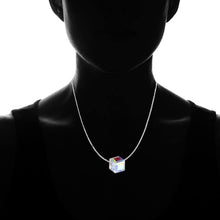Load image into Gallery viewer, Aurora Borealis Crystal Cube Necklace Made with Swarovski Crystal
