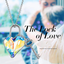 Load image into Gallery viewer, Aurora Borealis Key to my Heart Pendant Necklace