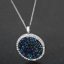 Load image into Gallery viewer, Blue Druzy Stone Circular Pendant Necklace in 14K White Gold