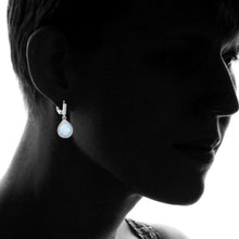 Load image into Gallery viewer, Diamond Accent and Fire Opal Teardrop Earrings