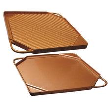 Load image into Gallery viewer, Dual-Sided Copper Griddle and Grill Pan