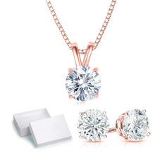 Load image into Gallery viewer, Golden NYC Jewelry 3 CTTW Round Necklace and Earrings Set