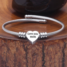 Load image into Gallery viewer, Mother's Day Stainless Steel Heart Charm Bangle