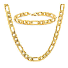 Load image into Gallery viewer, Stainless Steel Figaro Chain and Bracelet Set for Men
