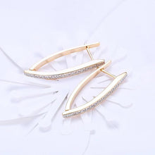 Load image into Gallery viewer, Swarovski Crystal Micro-Pav'e Curved Huggie Earrings Set in 18K Gold