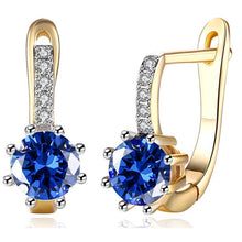Load image into Gallery viewer, 14K Gold Plating Swarovski Elements Starburst Leverback Pav'e Clip On Earrings
