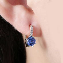 Load image into Gallery viewer, 14K Gold Plating Swarovski Elements Starburst Leverback Pav'e Clip On Earrings
