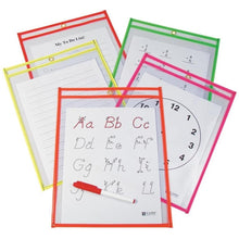 Load image into Gallery viewer, 25-Pack: Reusable Dry Erase Pockets - Assorted Colors
