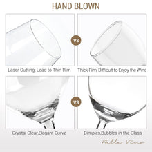 Load image into Gallery viewer, 4-Pack: Bella Vino Standard Hand Blown Crystal Red/White Wine Glasses
