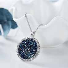 Load image into Gallery viewer, Blue Druzy Stone Circular Pendant Necklace in 14K White Gold
