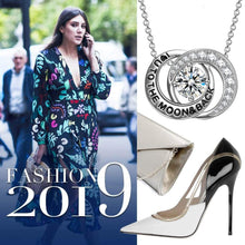 Load image into Gallery viewer, Swarovski Elements Pav'e Love You To The Moon &amp; Back Necklace in 14K White Gold

